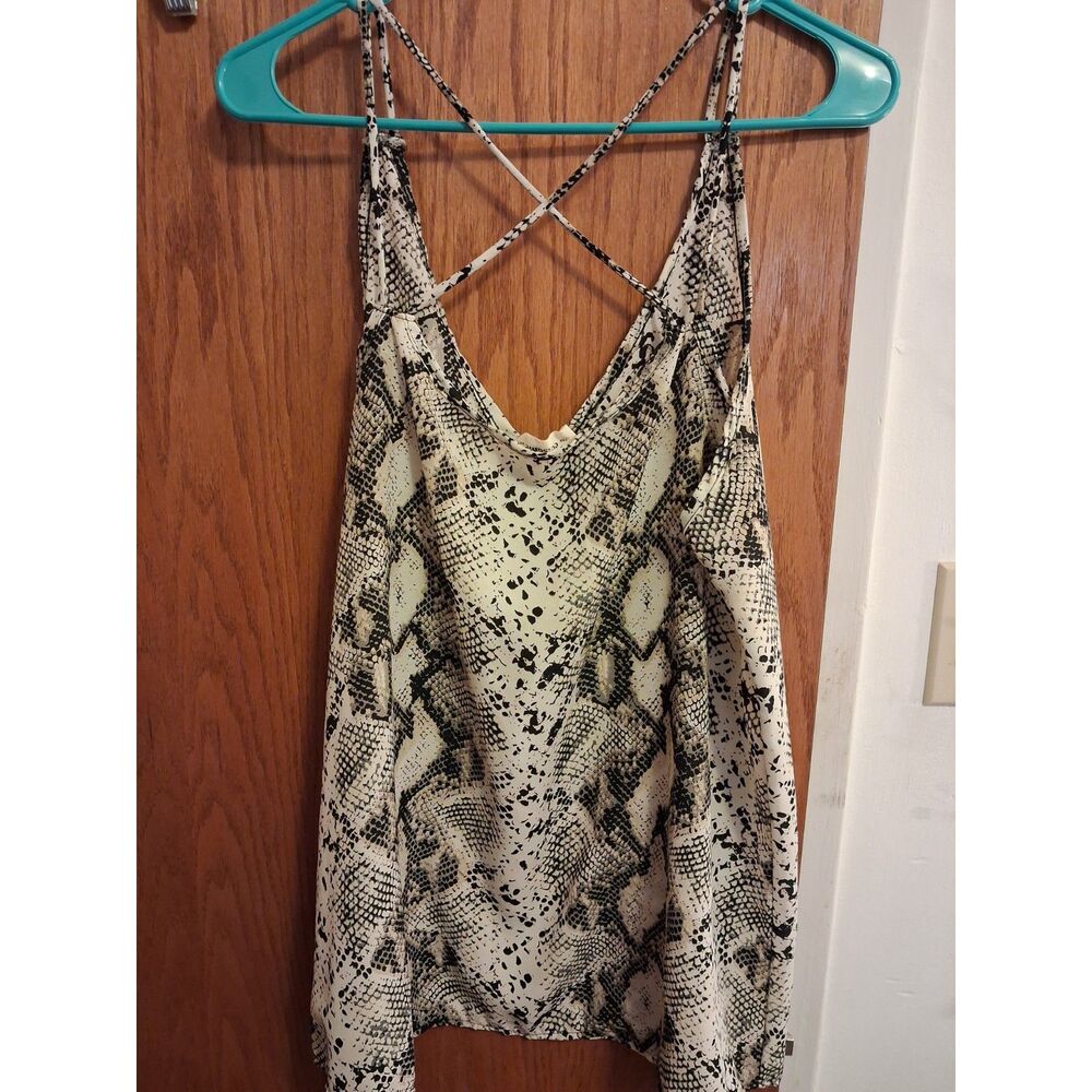 Snake Print Criss Cross Straps Tank Top Size L